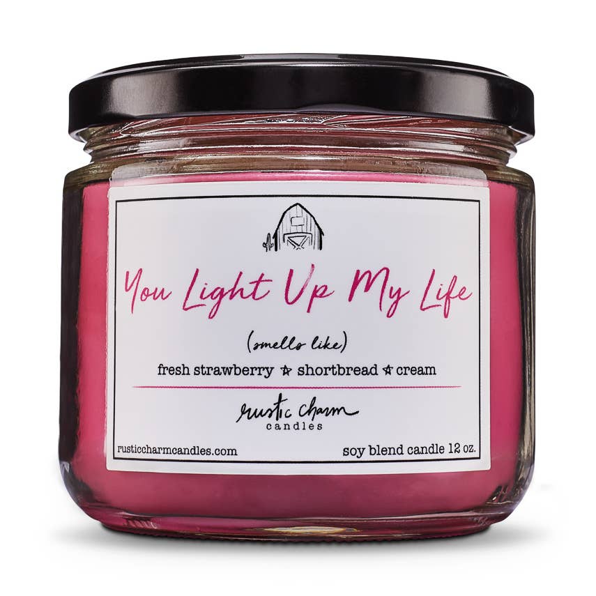 "You Light Up My Life" Valentines Candle - Strawberry & Cream