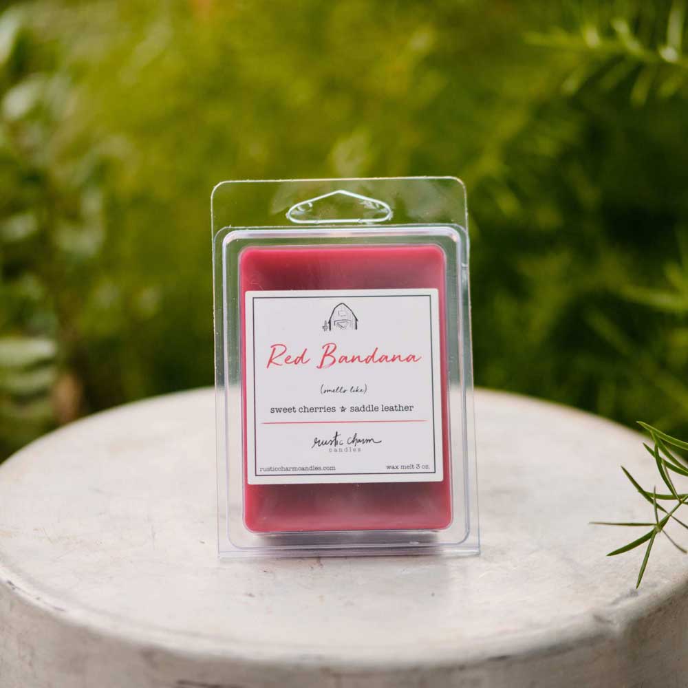 Red Bandana Wax Melt | Flameless scent product of cherries and leather | Rustic Charm Candles
