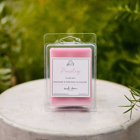 Paisley Wax Melts in Clamshell | Pink blend of florals and lemon | Rustic Charm Candles